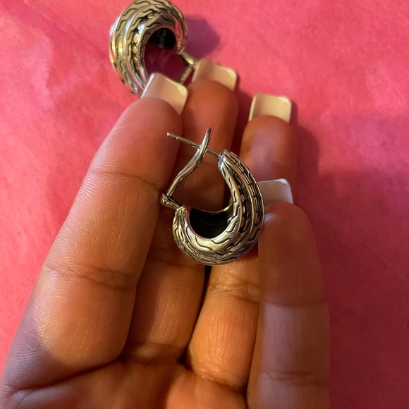 John Hardy 18K Gold & Sterling Silver Dot Deco Buddha Belly Earrings - Picture 3 of 4